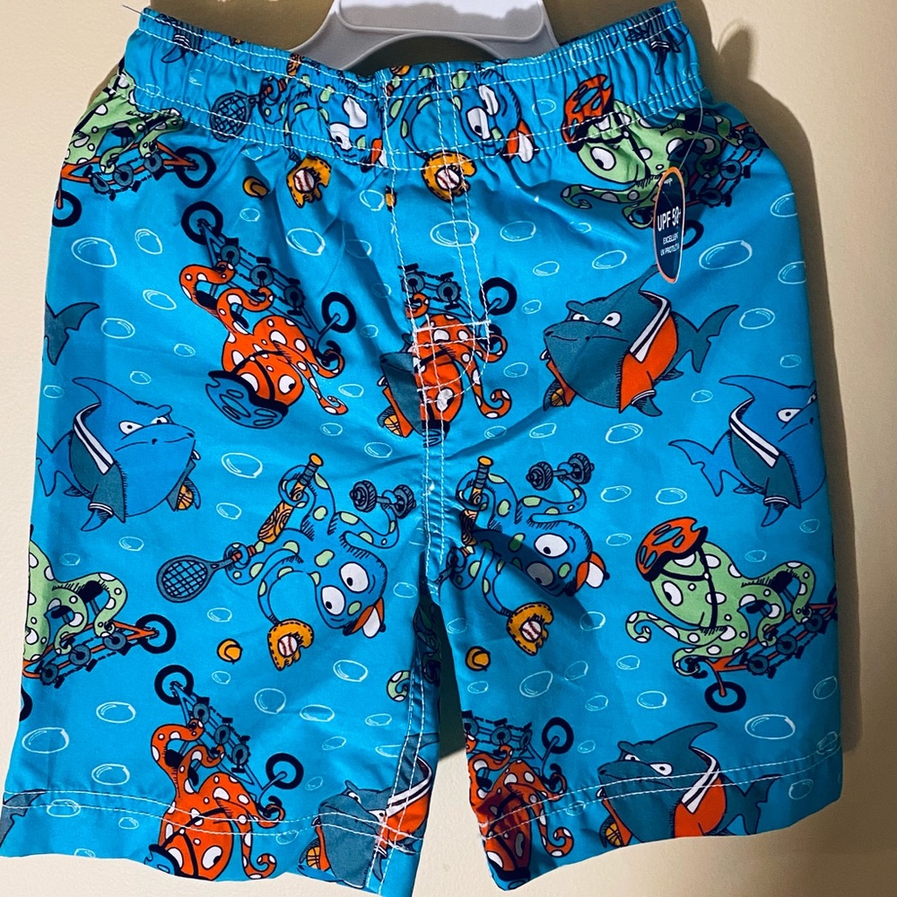 🌟3xHP🌟NWT Shark & Friends Swim Trunks 4T